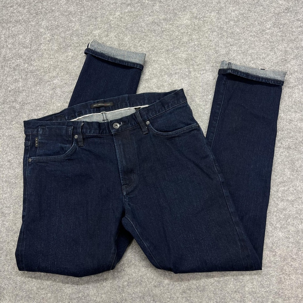 John Varvatos Jeans Mens 36x33* Blue Selvedge Straight Leg Dark Wash Stretch